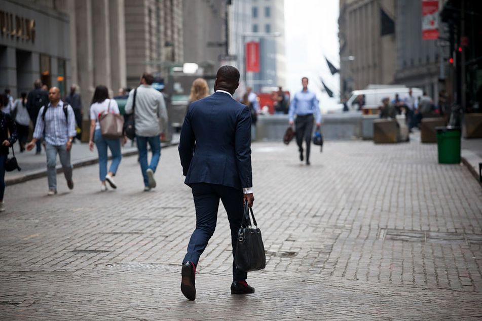man in suit walking