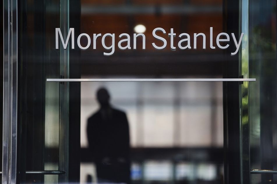 Morgan Stanley sign with silhouette of a man