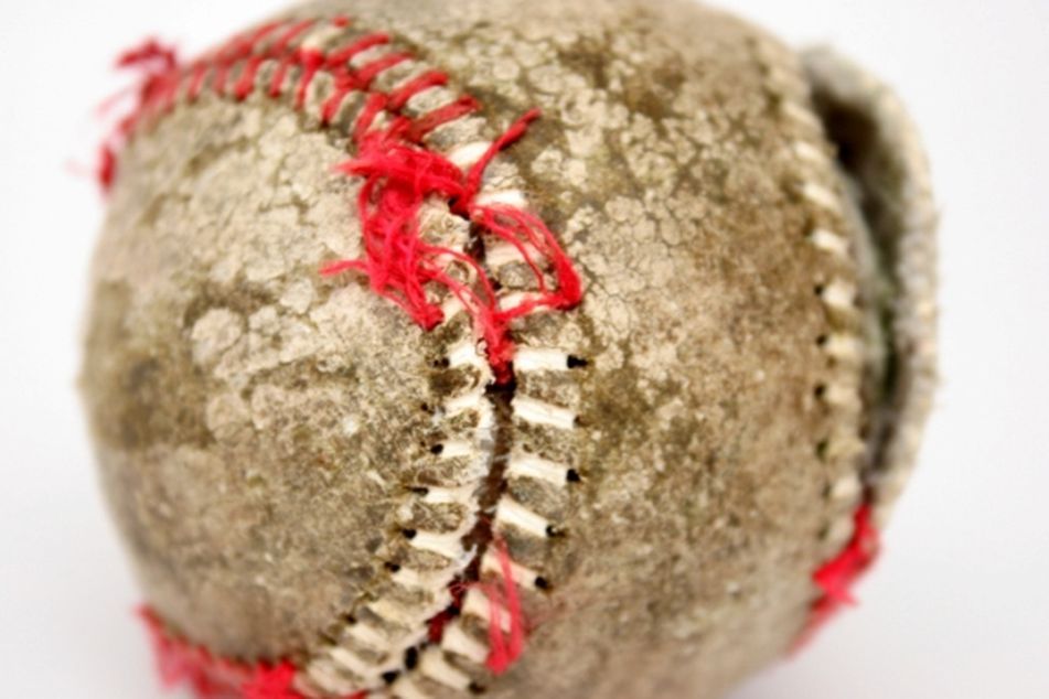 a battered baseball