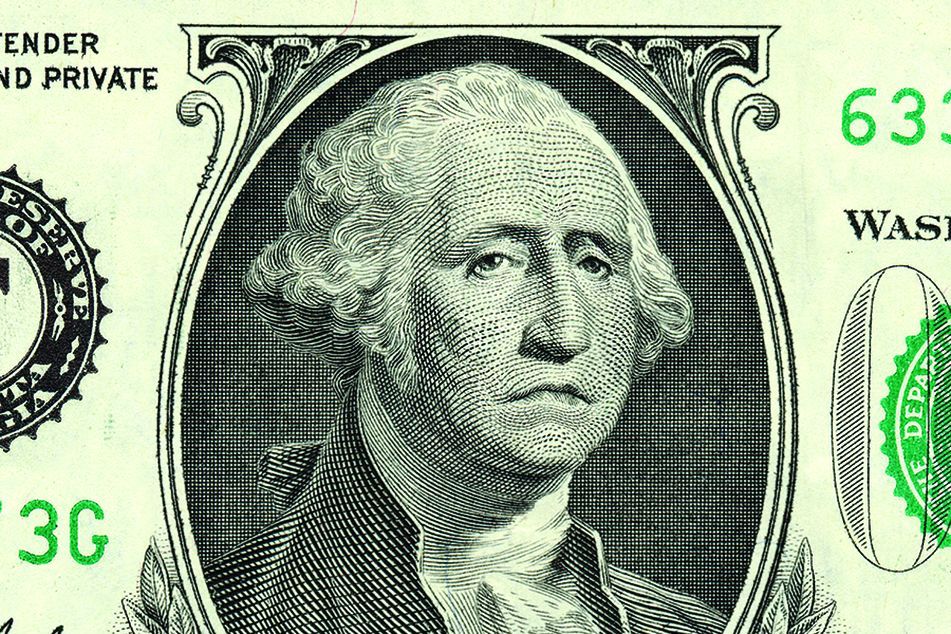 Frowning George dollar bill