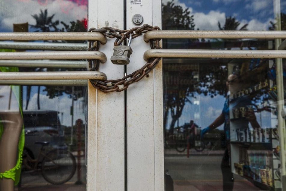 Locked doors in South Beach, Florida