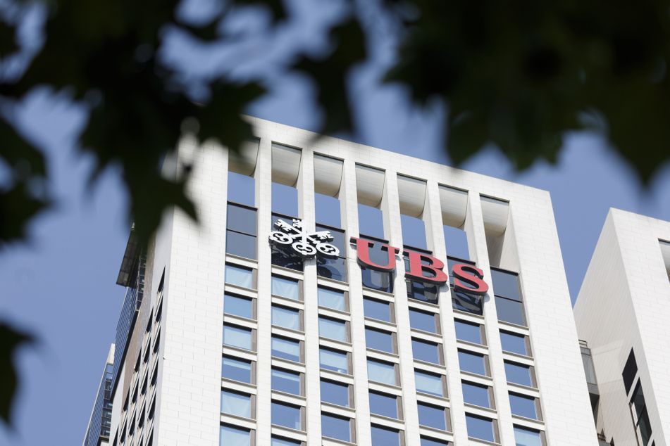 UBS sign outside a UBS office building