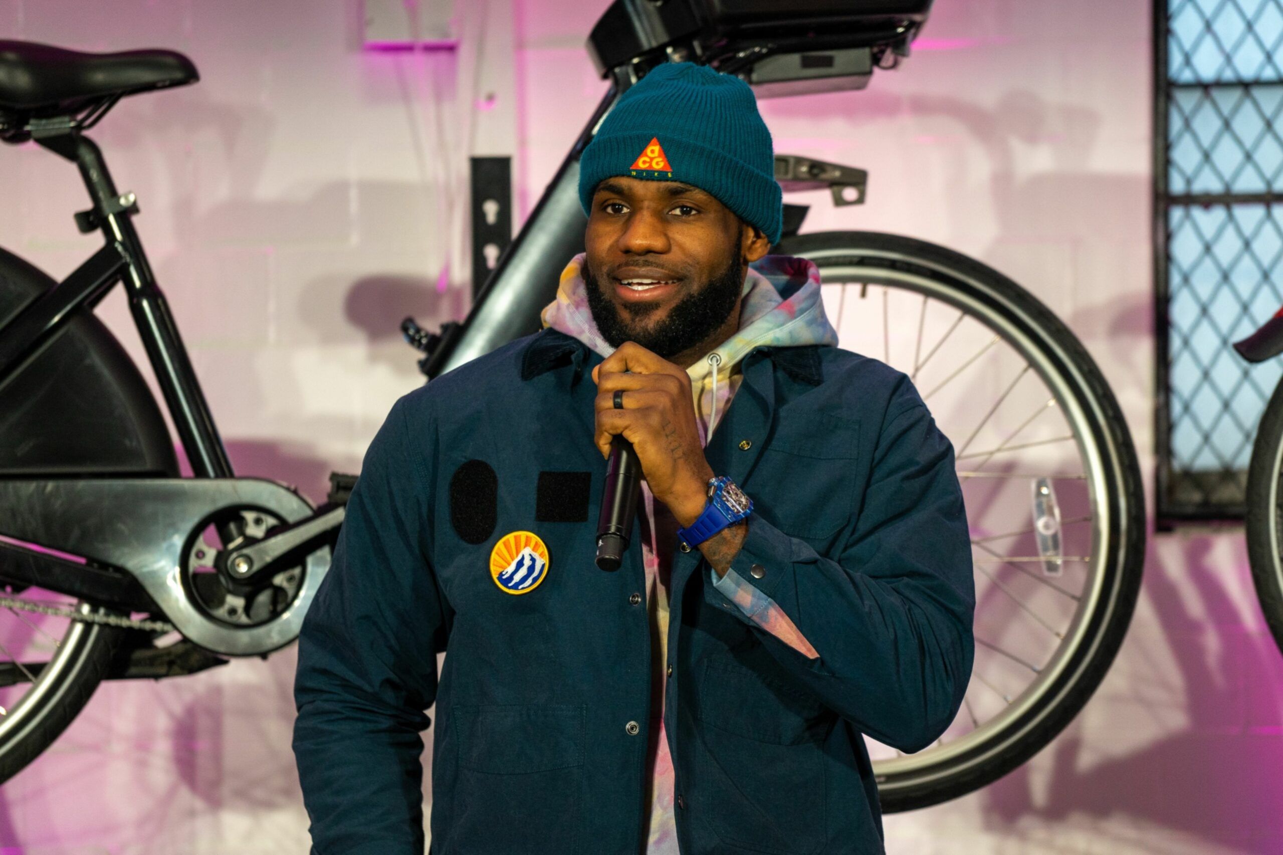 LeBron James, professional basketball player for the National Basketball Association (NBA) Los Angeles Lakers, speaks during a launch event for Lyftup in New York, U.S., on Tuesday, Jan. 21, 2020. Lyft Inc. has partnered with LeBron James and his athlete empowerment company, Uninterrupted, along with the YMCA, to expand bikeshare access by giving away thousands of free one year Lyft bikeshare memberships to young people across the country. Photographer: David 'Dee' Delgado/Bloomberg