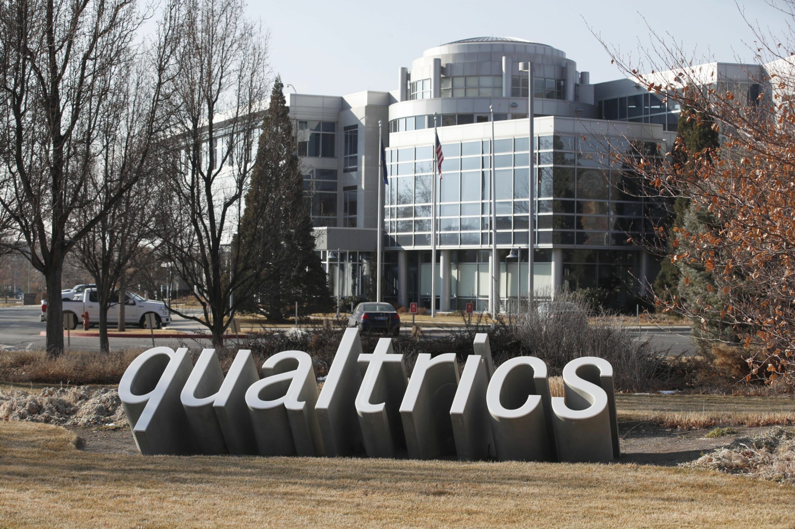 Signage in front of Qualtrics International Inc. headquarters in Provo, Utah, U.S., on Monday, Jan. 11, 2021. Qualtrics International Inc. filed for what could be one of the first U.S. initial public offerings of 2021, just over two years after it was acquired by German software giant SAP SE. Photographer: George Frey/Bloomberg
